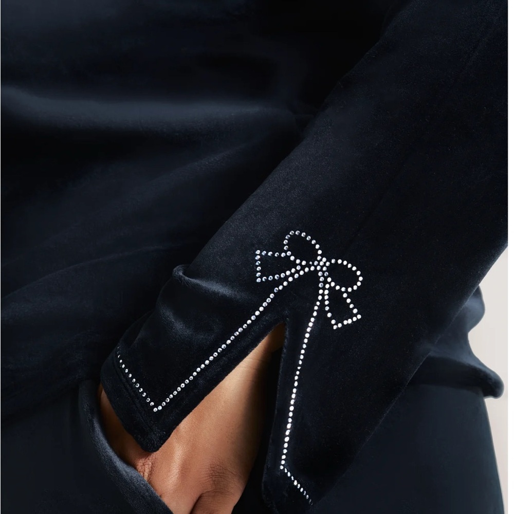 Paris Hilton Black Jacket with Rhinestone Bow Detail